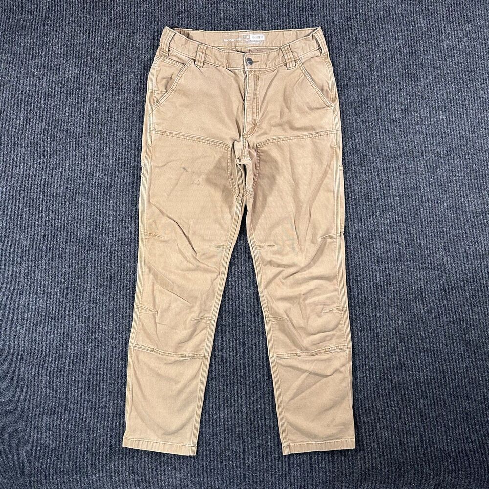 Carhartt Double Knee Rugged Flex Relaxed Fit Tan Mens 32x34 Work Pants
